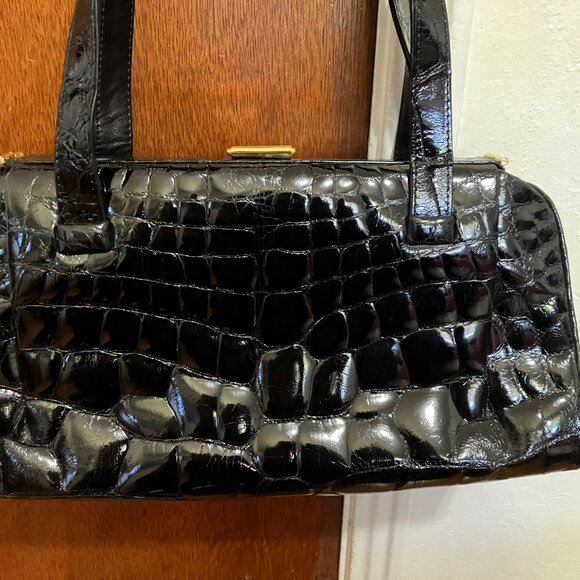 Vintage Titti Dell'Acqua for Maxima Black Leather Genuine Alligator Bag - Picture 3 of 8